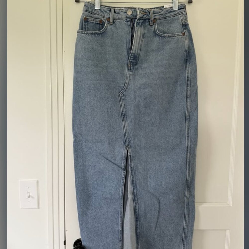 NWT Mango Midi Denim Skirt - Light Wash